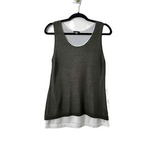 Vila Milano Tank Top Womens Medium Olive WhiteSleeveless Tank Layered Sheer